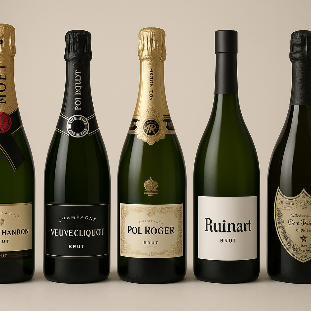 champagne in the bottle 5 different brands