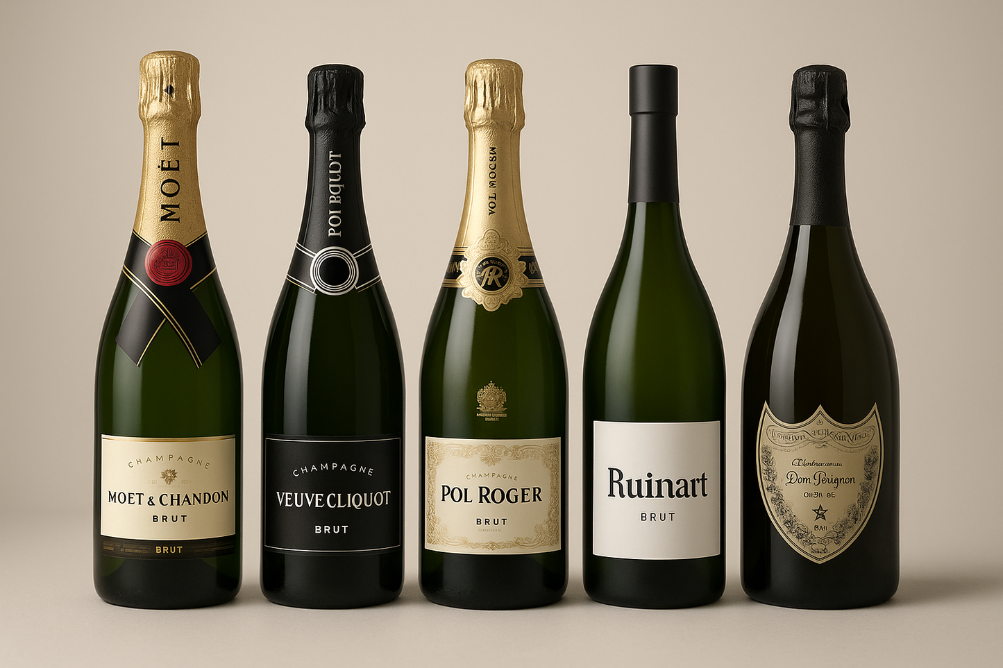 champagne in the bottle 5 different brands